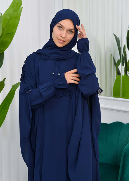 MUSLIM DRESS Hijab Set 2 Pieces Code : 835 - Dunkelblau