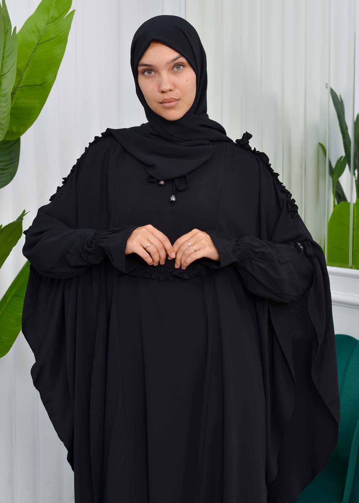 MUSLIM DRESS Hijab Set 2 Pieces Code : 835 - Schwarz