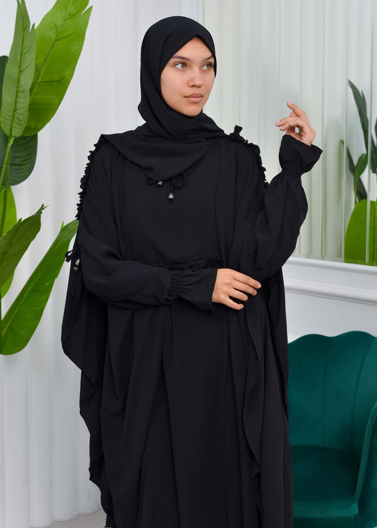 MUSLIM DRESS Hijab Set 2 Pieces Code : 835 - Schwarz