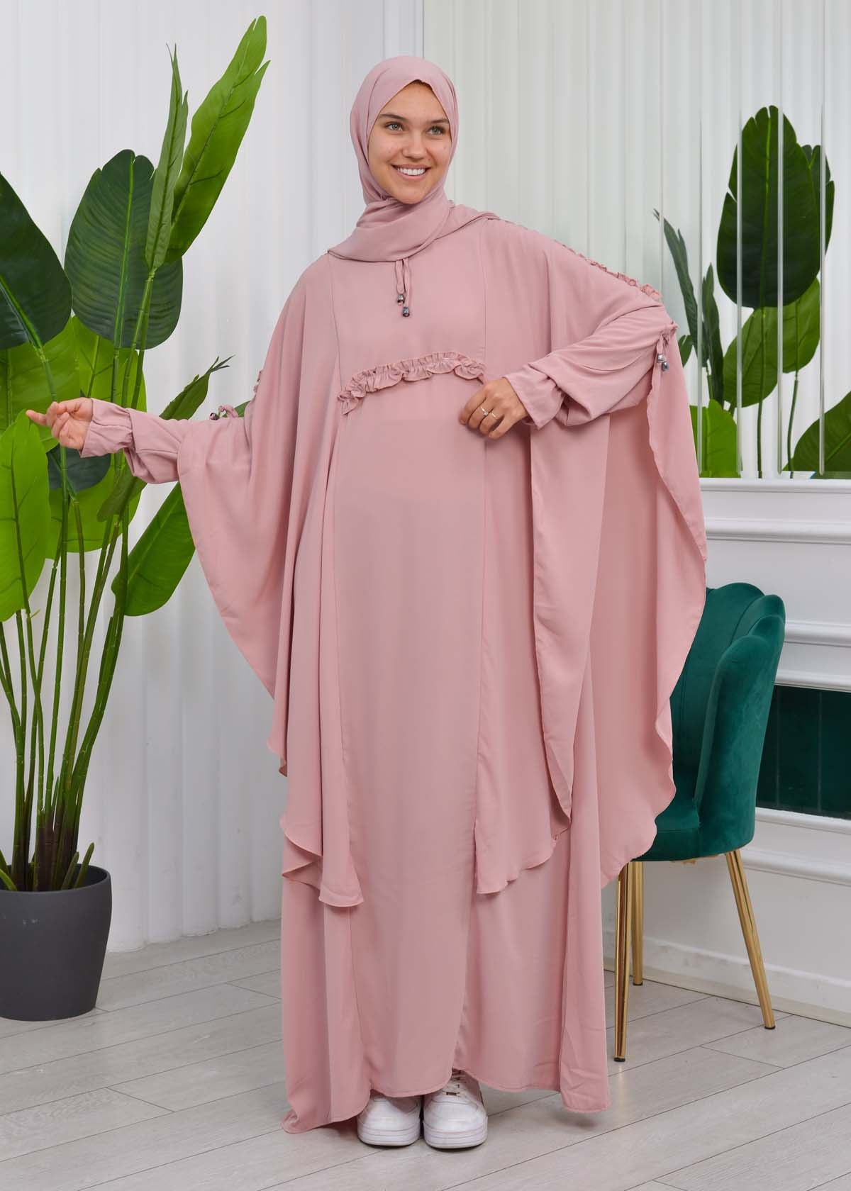 MUSLIM DRESS Hijab Set 2 Pieces Code : 835 - Rosa