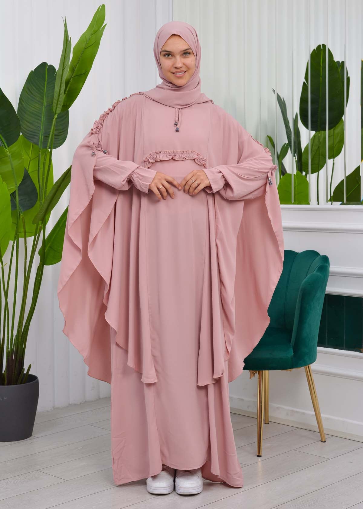 MUSLIM DRESS Hijab Set 2 Pieces Code : 835 - Rosa