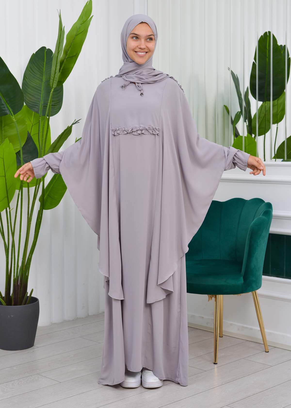 MUSLIM DRESS Hijab Set 2 Pieces Code : 835 - Grau