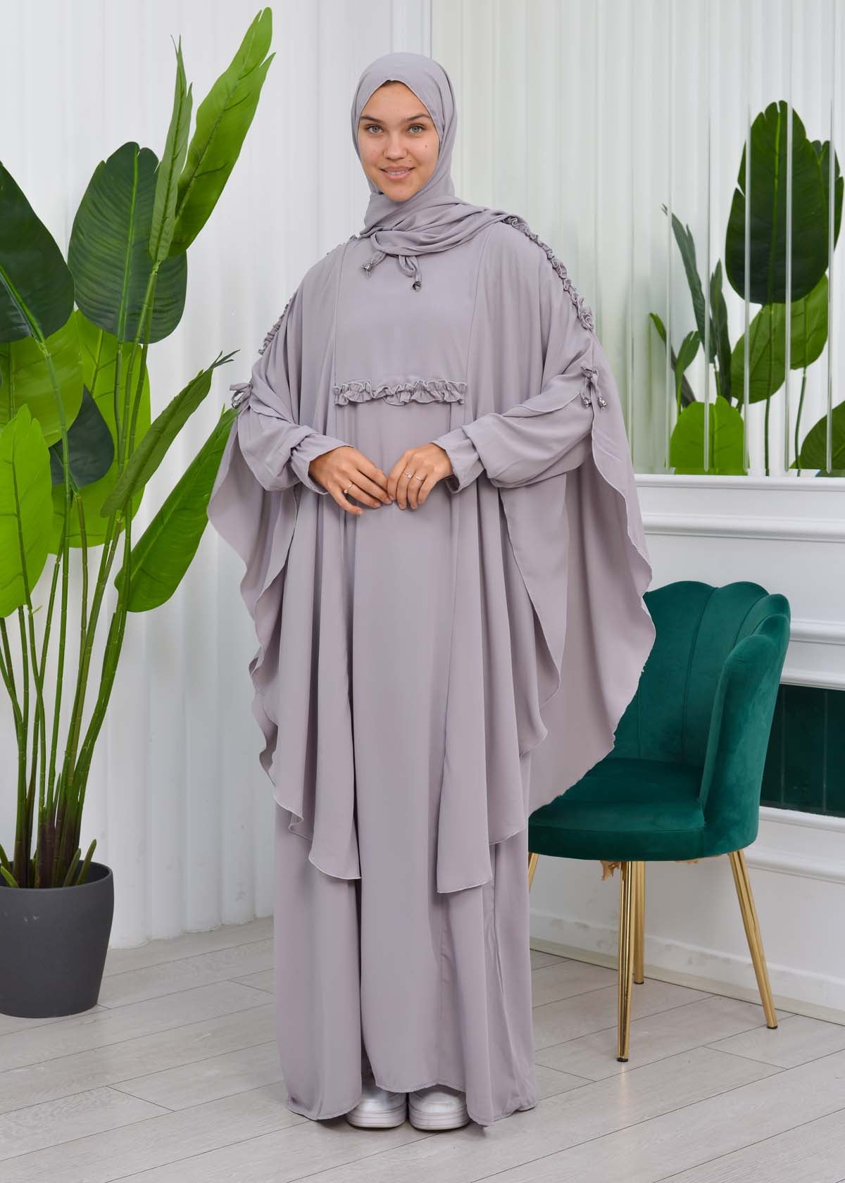 MUSLIM DRESS Hijab Set 2 Pieces Code : 835 - Grau