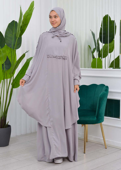 MUSLIM DRESS Hijab Set 2 Pieces Code : 835 - Grau