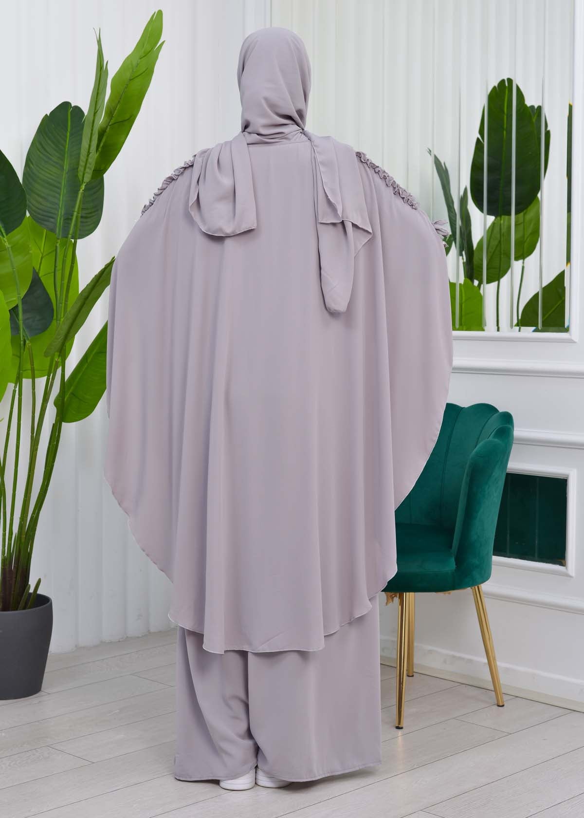 MUSLIM DRESS Hijab Set 2 Pieces Code : 835 - Grau