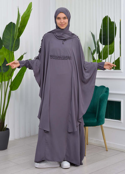 MUSLIM DRESS Hijab Set 2 Pieces Code : 835 - Dunkelgrau