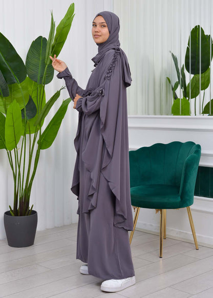 MUSLIM DRESS Hijab Set 2 Pieces Code : 835 - Dunkelgrau