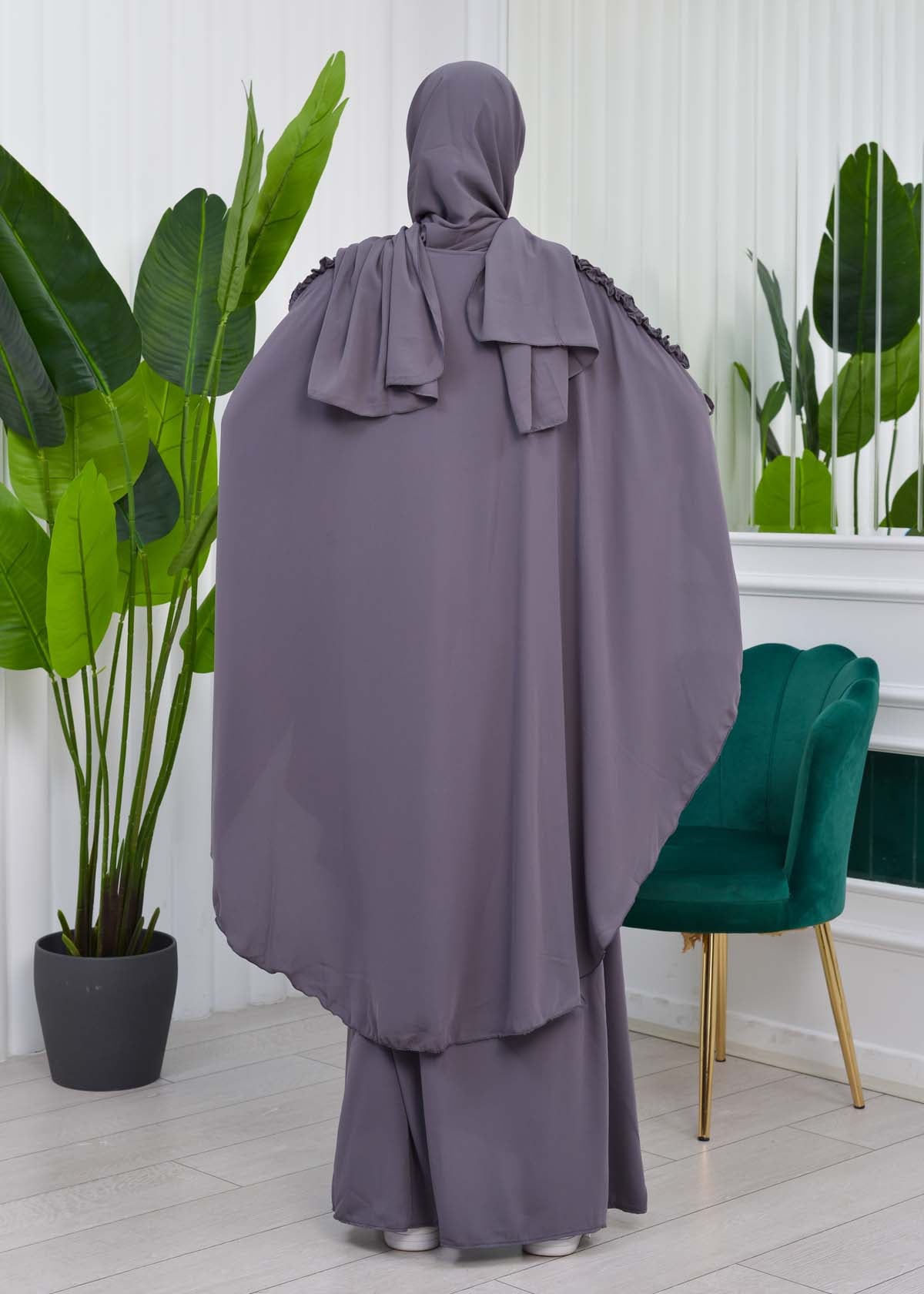 MUSLIM DRESS Hijab Set 2 Pieces Code : 835 - Dunkelgrau