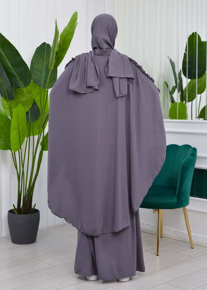 MUSLIM DRESS Hijab Set 2 Pieces Code : 835 - Dunkelgrau