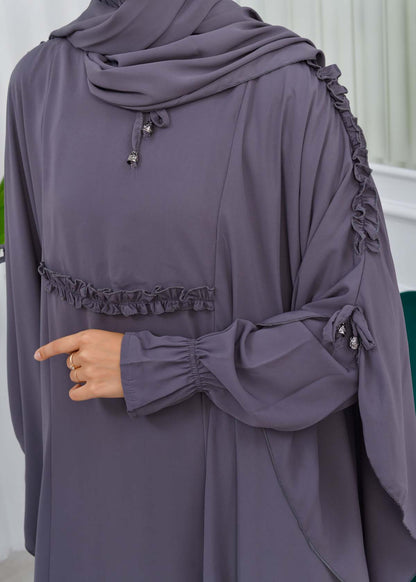 MUSLIM DRESS Hijab Set 2 Pieces Code : 835 - Dunkelgrau