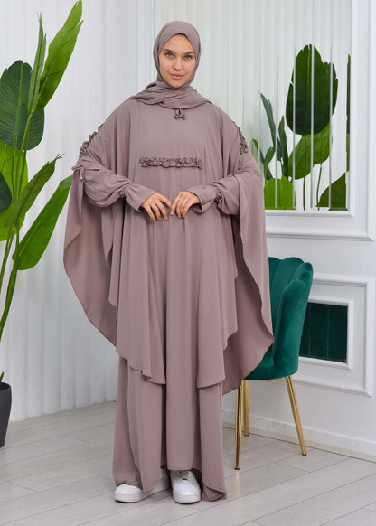 MUSLIM DRESS Hijab Set 2 Pieces Code : 835 - Hellbraun