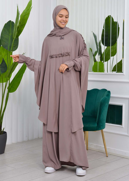MUSLIM DRESS Hijab Set 2 Pieces Code : 835 - Hellbraun