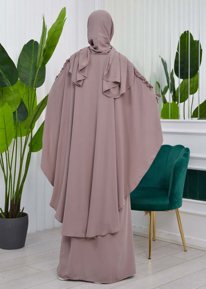 MUSLIM DRESS Hijab Set 2 Pieces Code : 835 - Hellbraun