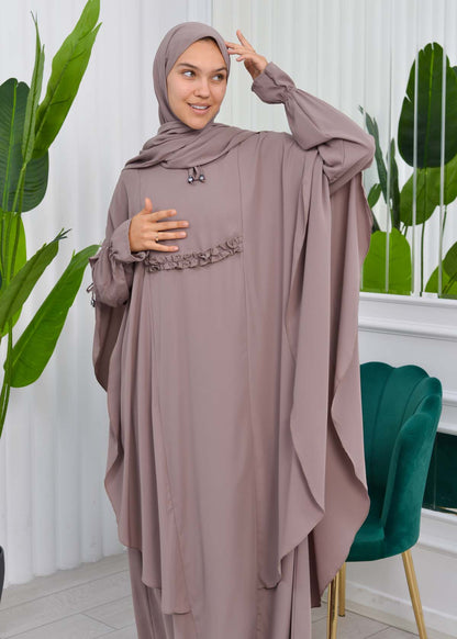 MUSLIM DRESS Hijab Set 2 Pieces Code : 835 - Hellbraun