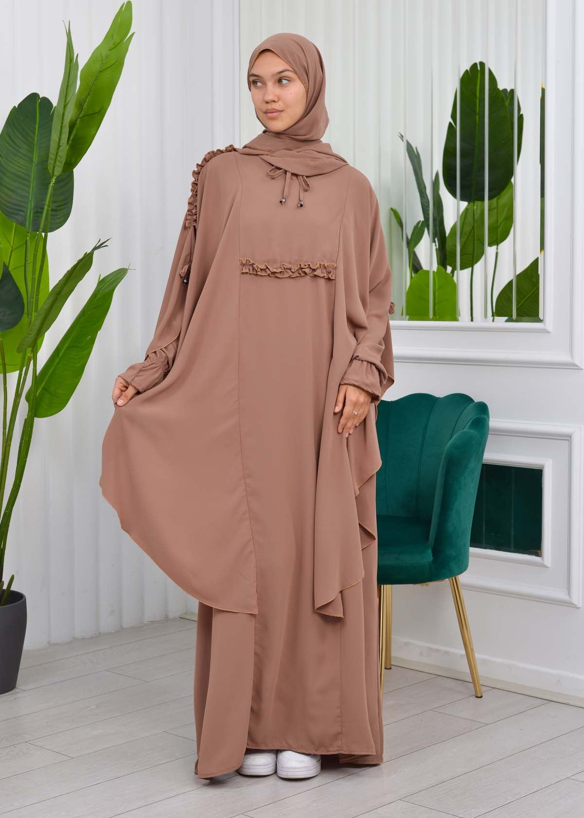 MUSLIM DRESS Hijab Set 2 Pieces Code : 835 - Cognac