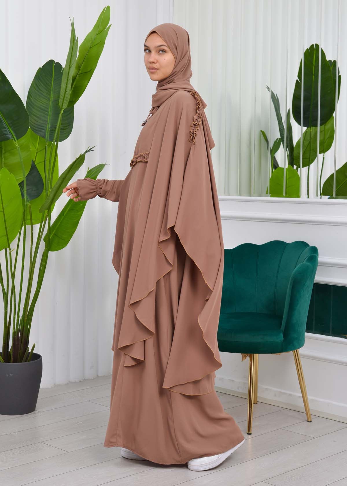 MUSLIM DRESS Hijab Set 2 Pieces Code : 835 - Cognac