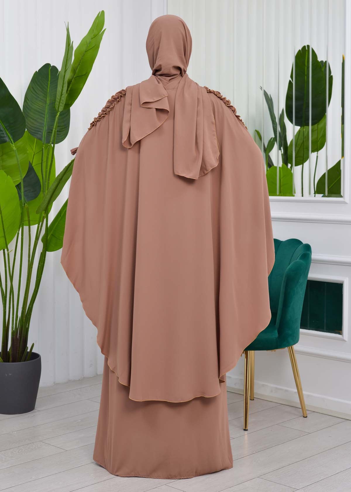 MUSLIM DRESS Hijab Set 2 Pieces Code : 835 - Cognac