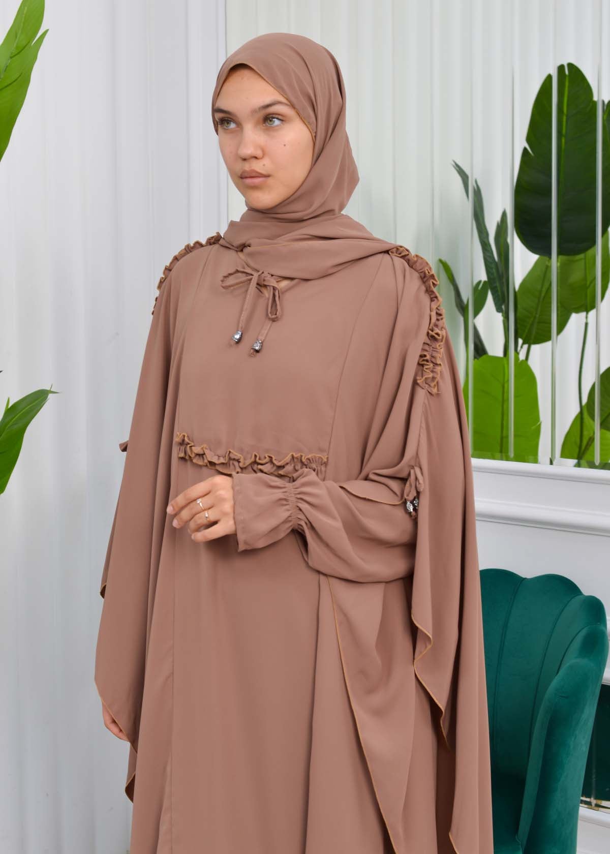 MUSLIM DRESS Hijab Set 2 Pieces Code : 835 - Cognac