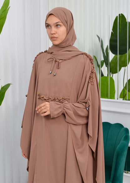 MUSLIM DRESS Hijab Set 2 Pieces Code : 835 - Cognac
