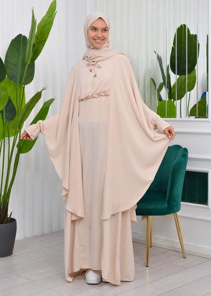 MUSLIM DRESS Hijab Set 2 Pieces Code : 835 - Beige