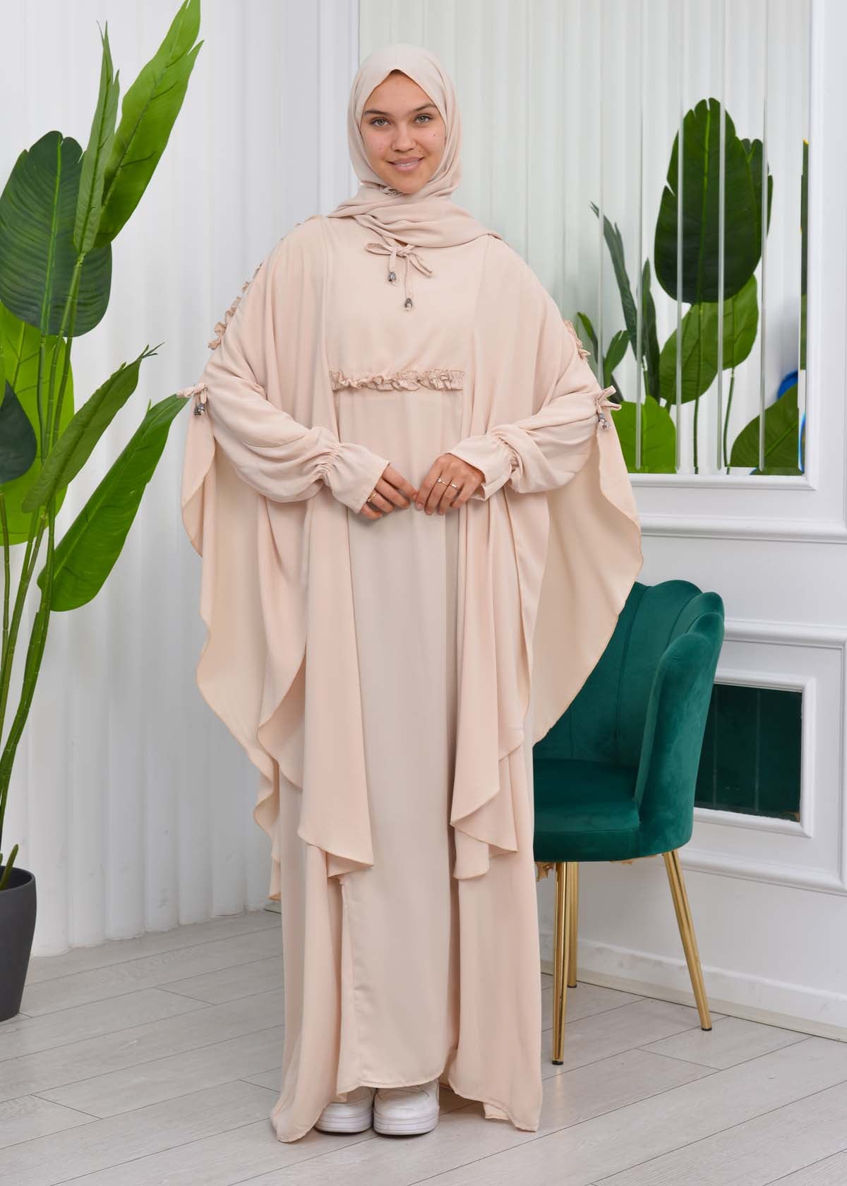 MUSLIM DRESS Hijab Set 2 Pieces Code : 835 - Beige