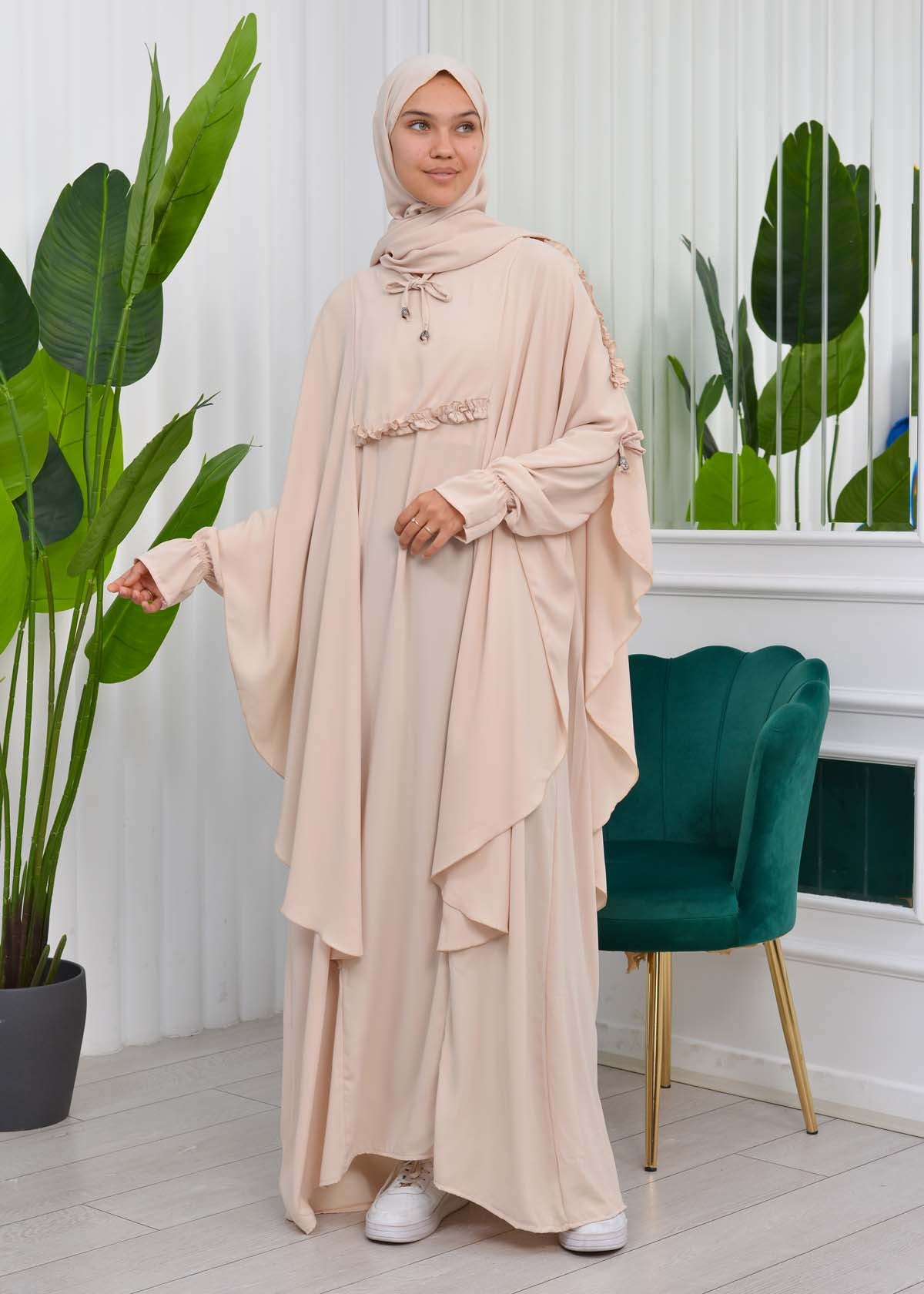 MUSLIM DRESS Hijab Set 2 Pieces Code : 835 - Beige