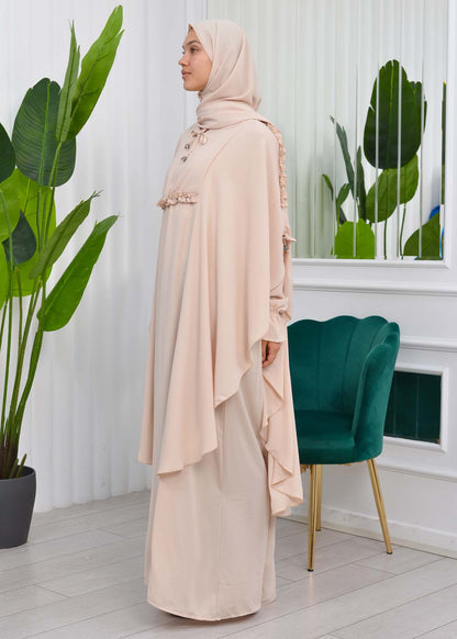 MUSLIM DRESS Hijab Set 2 Pieces Code : 835 - Beige