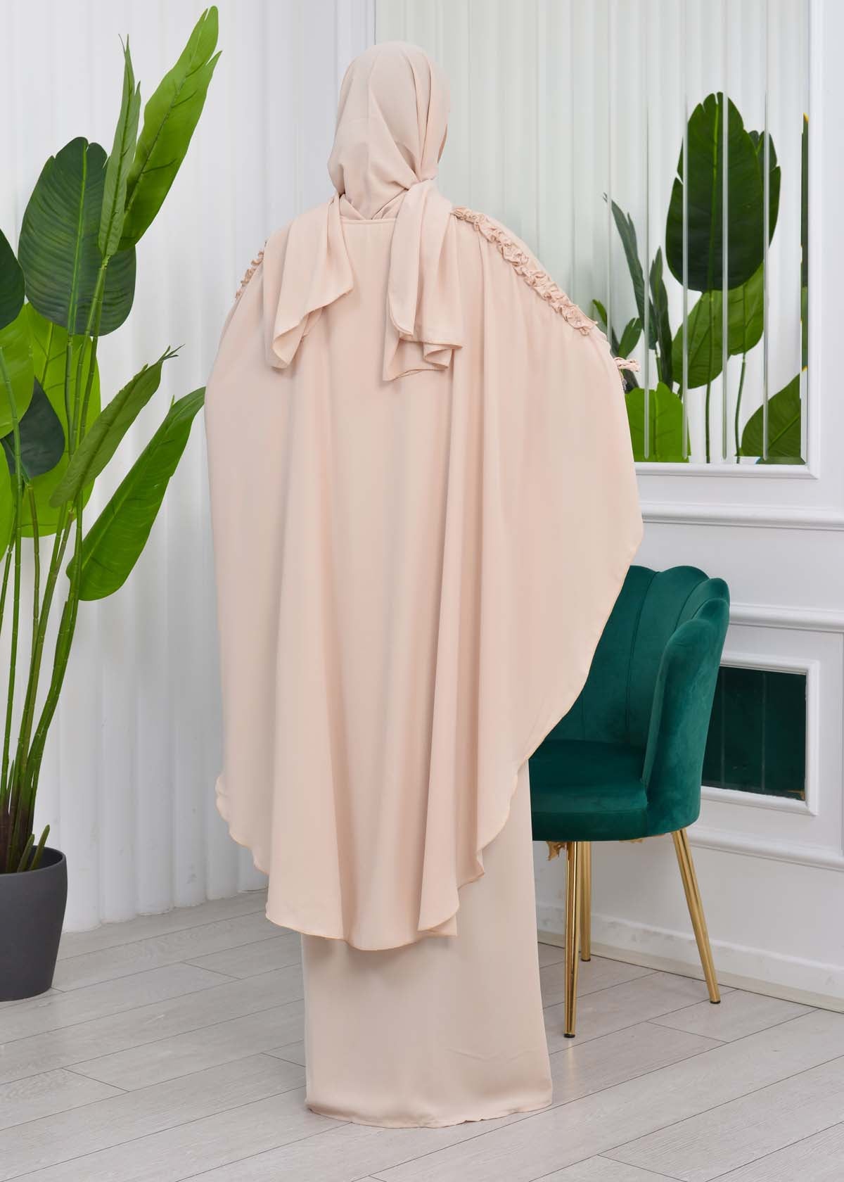 MUSLIM DRESS Hijab Set 2 Pieces Code : 835 - Beige