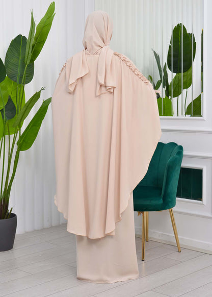 MUSLIM DRESS Hijab Set 2 Pieces Code : 835 - Beige