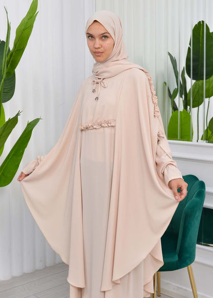 MUSLIM DRESS Hijab Set 2 Pieces Code : 835 - Beige