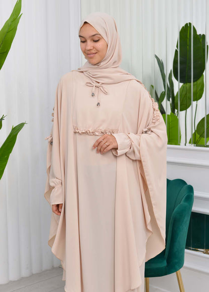 MUSLIM DRESS Hijab Set 2 Pieces Code : 835 - Beige