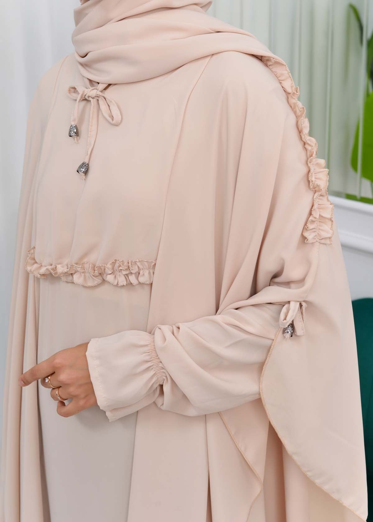 MUSLIM DRESS Hijab Set 2 Pieces Code : 835 - Beige