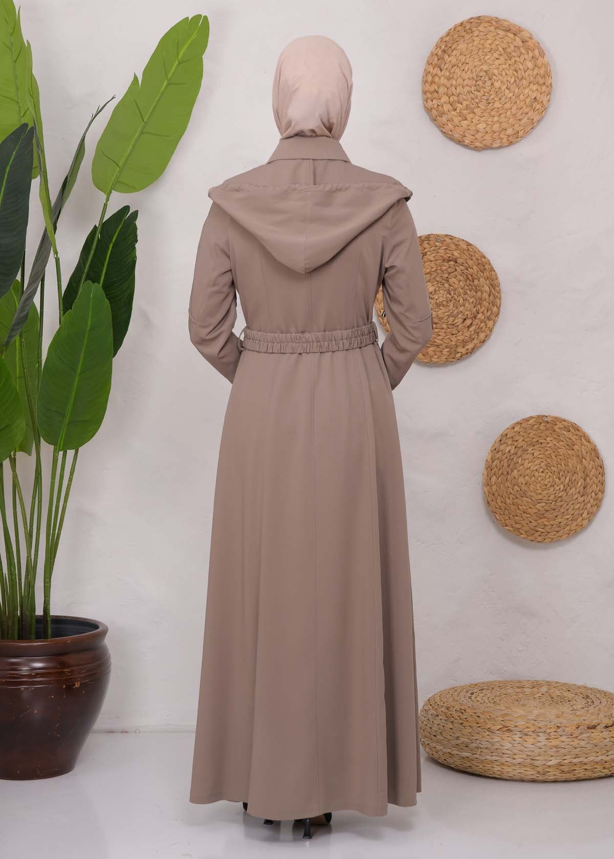 brada-Mantel mit Knopf-Bolero und Kapuze 1220 - Beige