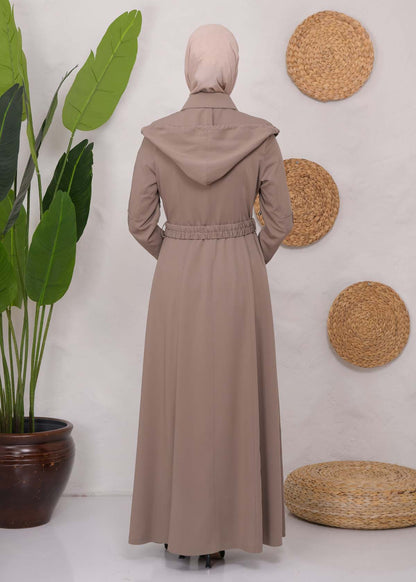 brada-Mantel mit Knopf-Bolero und Kapuze 1220 - Beige