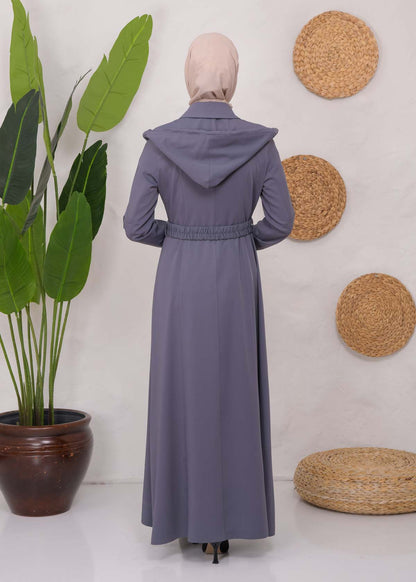 brada-Mantel mit Knopf-Bolero und Kapuze 1220 - Anthrazit