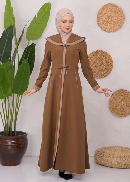 Langer Parachute-Regenmantel mit Kapuze und Satinfutter 1221 - Cognac