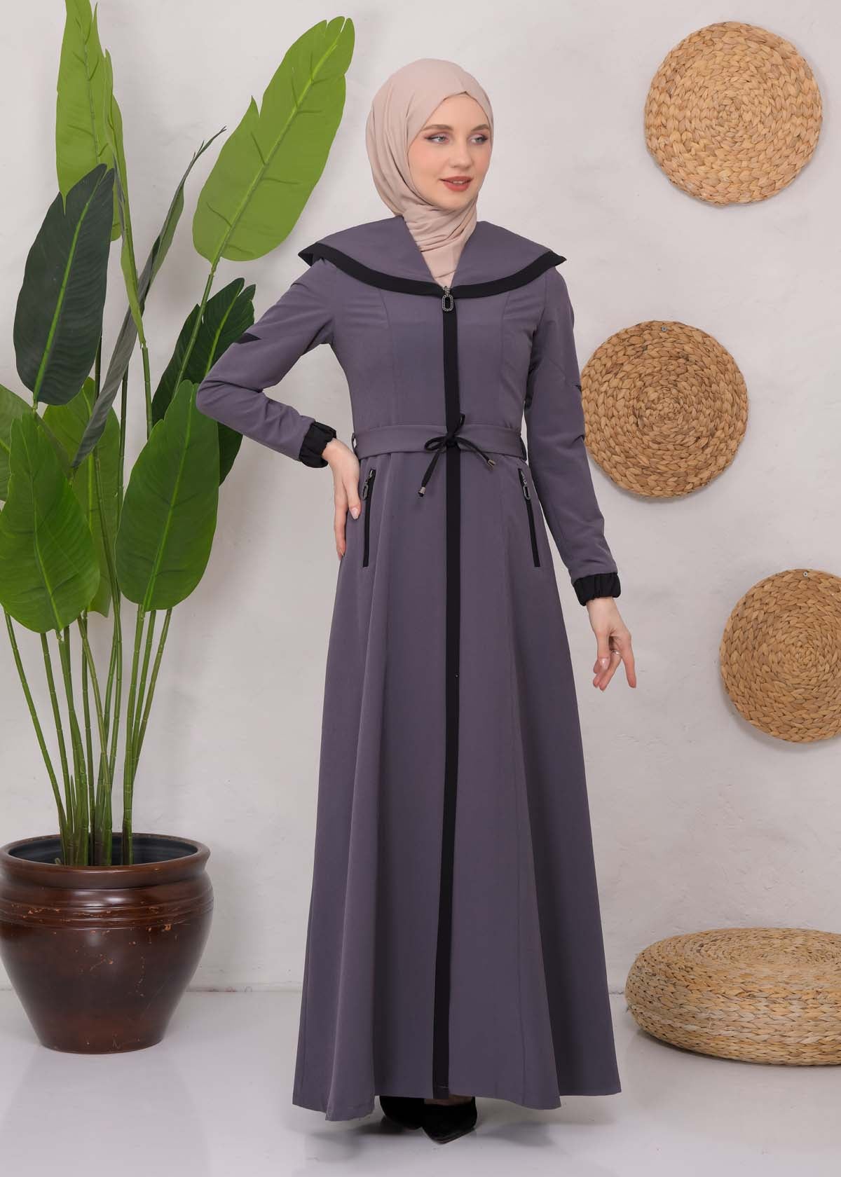 Langer Parachute-Regenmantel mit Kapuze und Satinfutter 1221 - Anthrazit