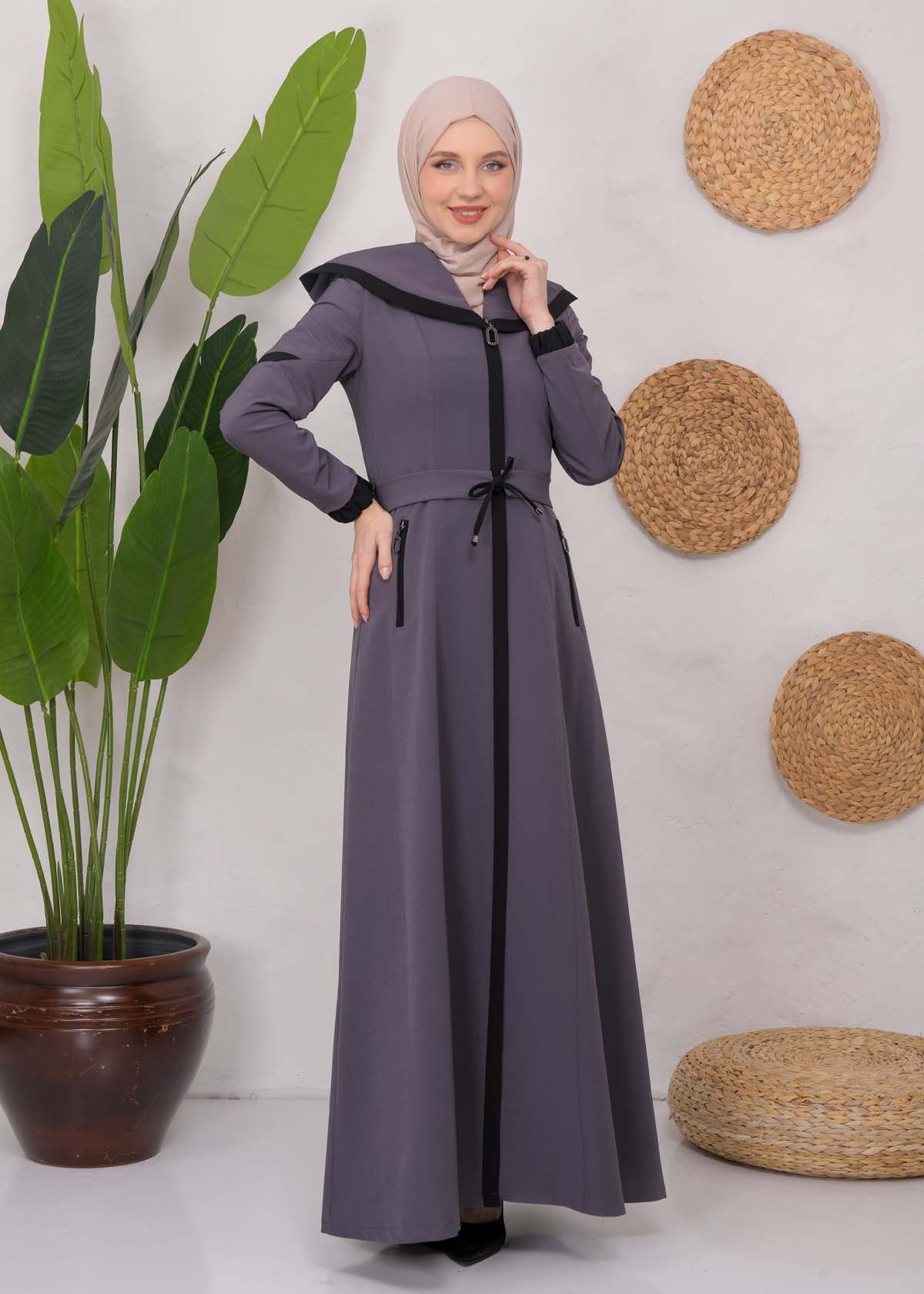 Langer Parachute-Regenmantel mit Kapuze und Satinfutter 1221 - Anthrazit