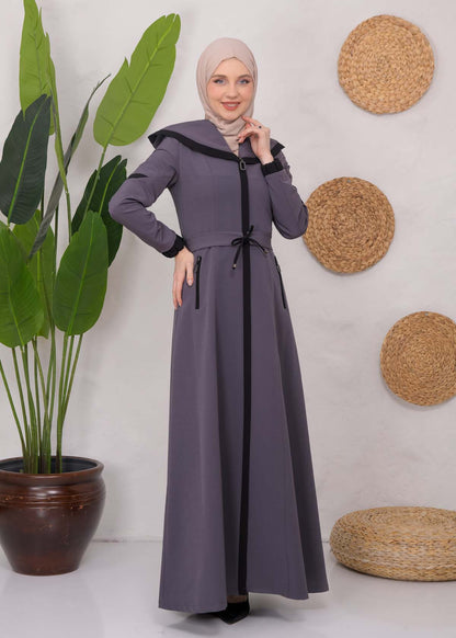 Langer Parachute-Regenmantel mit Kapuze und Satinfutter 1221 - Anthrazit