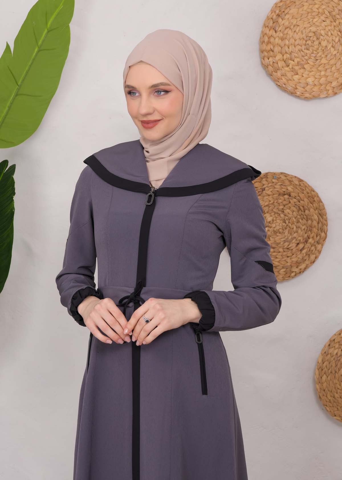 Langer Parachute-Regenmantel mit Kapuze und Satinfutter 1221 - Anthrazit