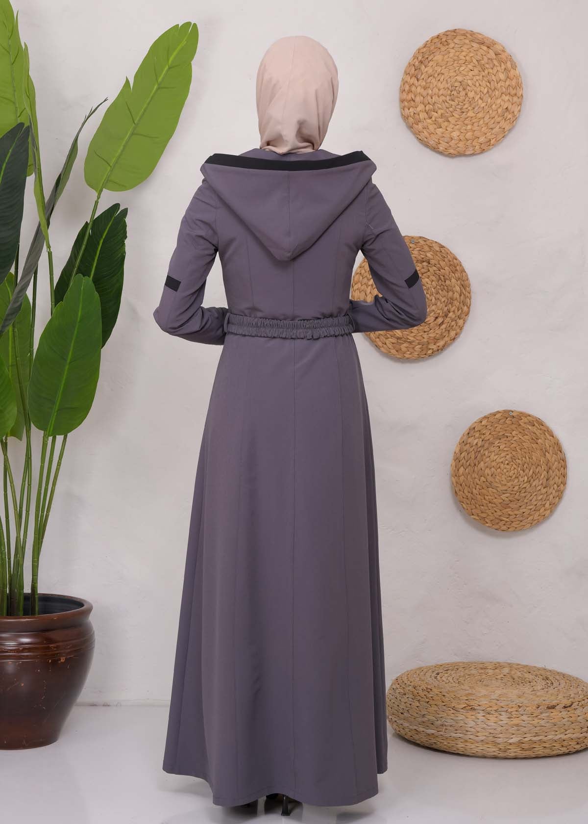 Langer Parachute-Regenmantel mit Kapuze und Satinfutter 1221 - Anthrazit