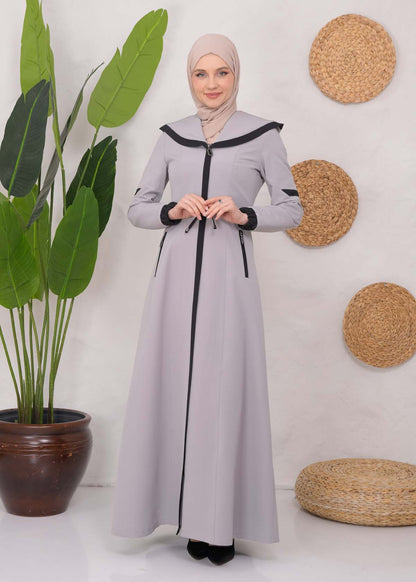 Langer Parachute-Regenmantel mit Kapuze und Satinfutter 1221 - Grau