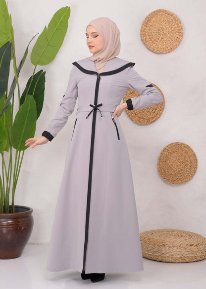 Langer Parachute-Regenmantel mit Kapuze und Satinfutter 1221 - Grau