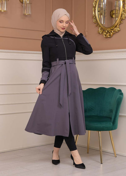 Regen-Trenchcoat aus Fallschirmstoff mit abnehmbarer Kapuze 1223 - Dunkelanthrazit