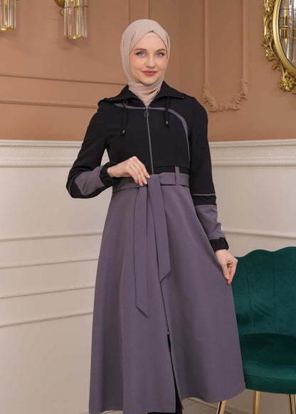 Regen-Trenchcoat aus Fallschirmstoff mit abnehmbarer Kapuze 1223 - Dunkelanthrazit