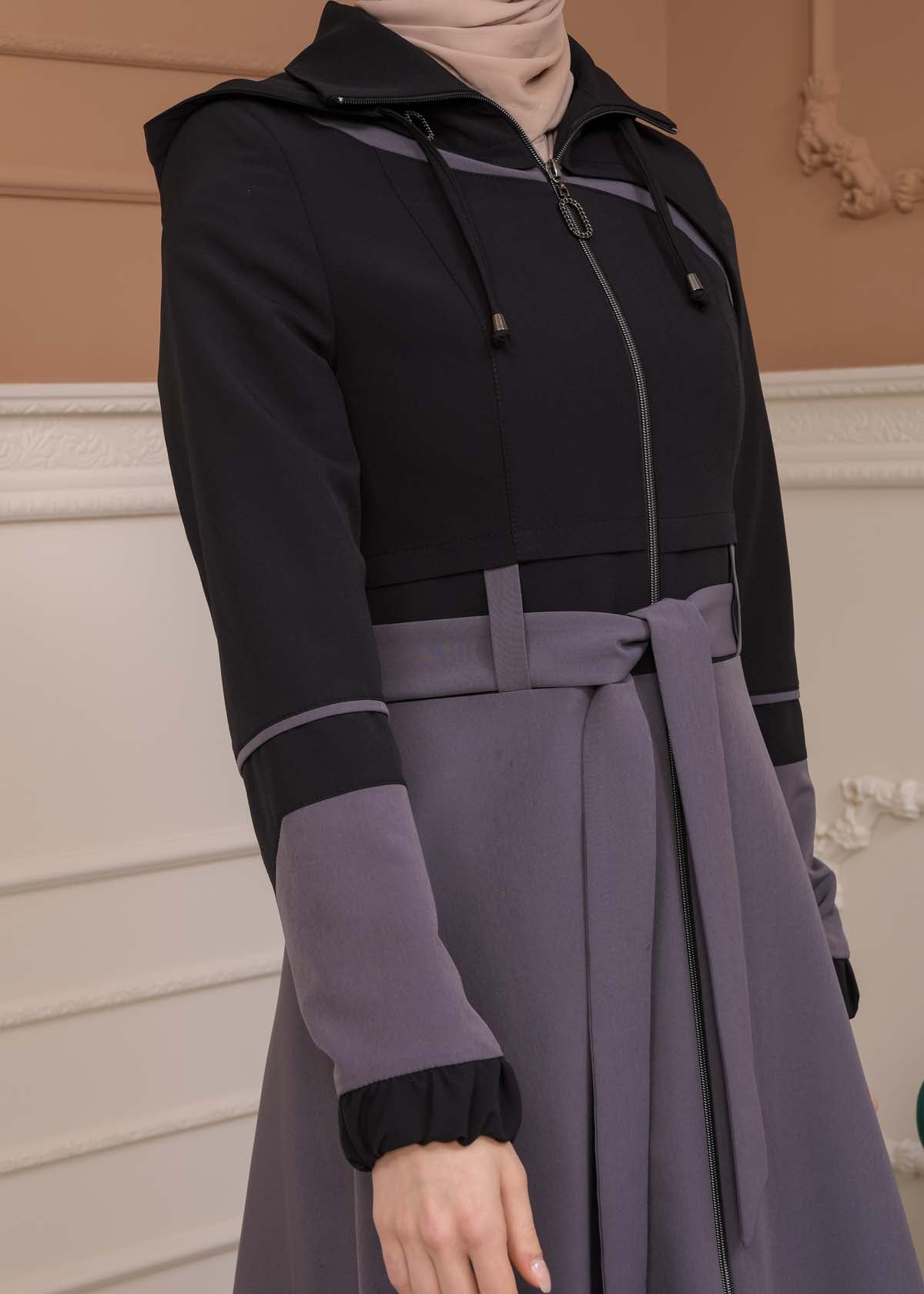 Regen-Trenchcoat aus Fallschirmstoff mit abnehmbarer Kapuze 1223 - Dunkelanthrazit