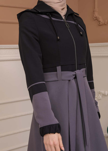 Regen-Trenchcoat aus Fallschirmstoff mit abnehmbarer Kapuze 1223 - Dunkelanthrazit