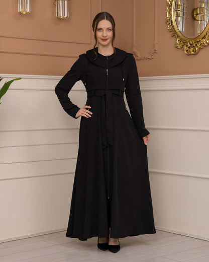 brada-Stoff Manto mit Bolero-Reißverschluss und Satinfutter 1225 - Schwarz