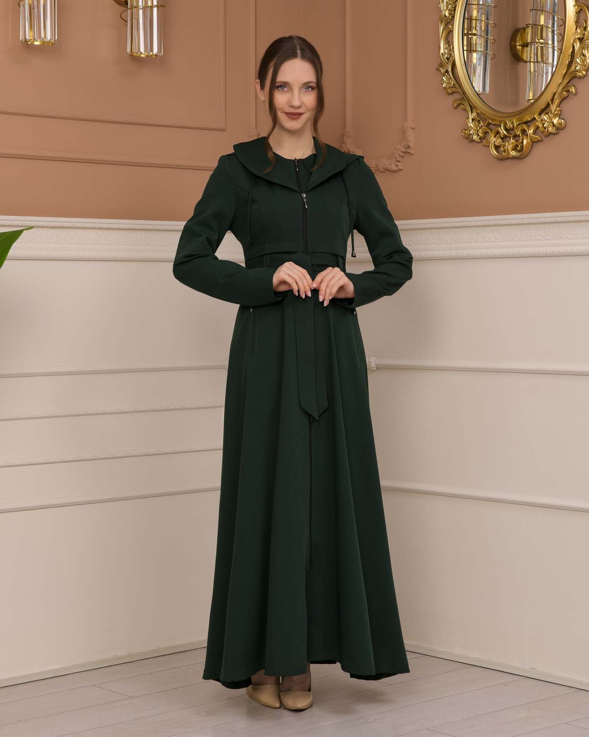 brada-Stoff Manto mit Bolero-Reißverschluss und Satinfutter 1225 - Khaki