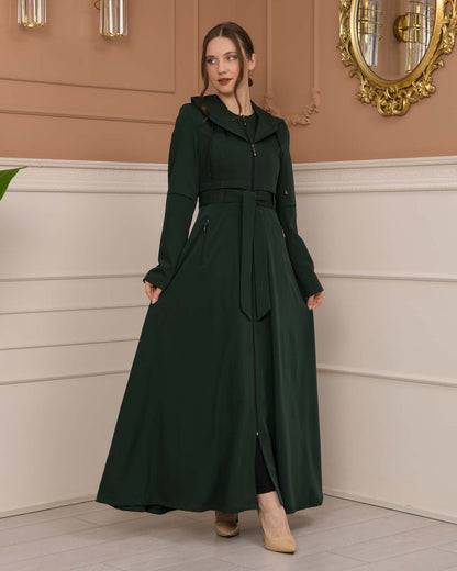 brada-Stoff Manto mit Bolero-Reißverschluss und Satinfutter 1225 - Khaki